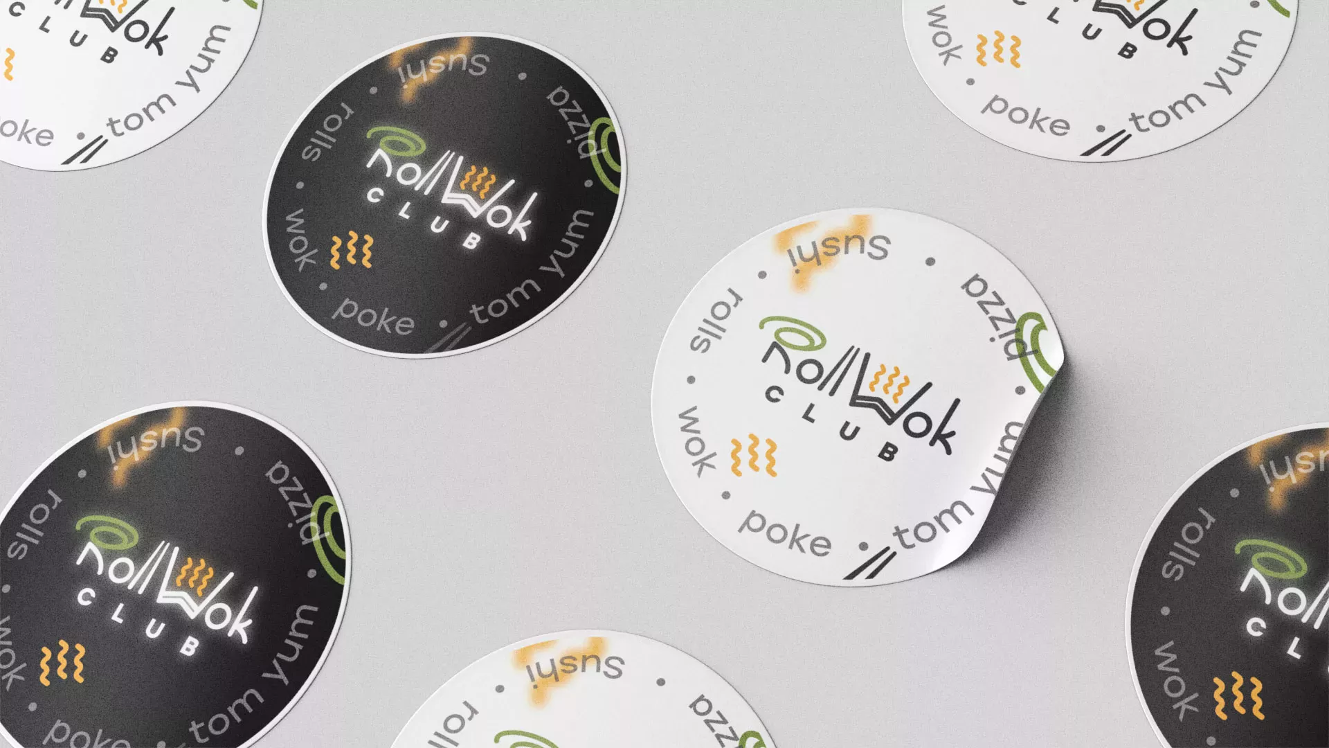 Разработка наклеек для суши-бара «Roll Wok Club» в Канаше