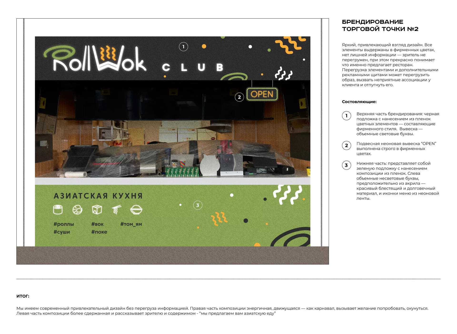 Брендирование торговых точек суши-бара «Roll Wok Club» в Канаше