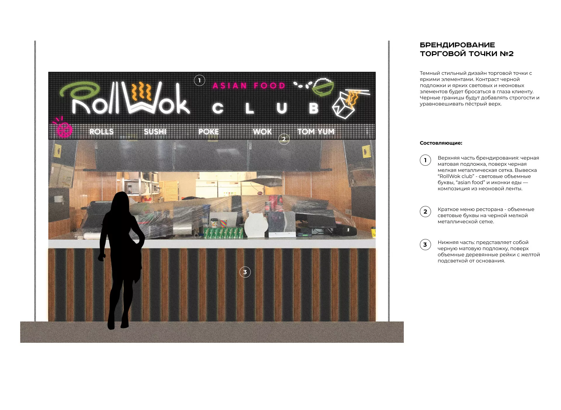 Брендирование торговых точек суши-бара «Roll Wok Club» в Канаше